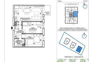 Rzut - Mieszkanie na sprzedaż 3 pokoje o powierzchni 55,66 m² - numer 5-25 w Jodłowicka 5