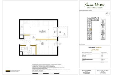 Rzut - Mieszkanie na sprzedaż 2 pokoje o powierzchni 42,04 m² - numer 139 w Aura Nova etap II
