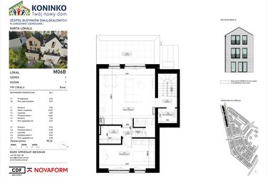 Rzut - Mieszkanie na sprzedaż 4 pokoje o powierzchni 95,88 m² - numer 6.B w Osiedle Koninko