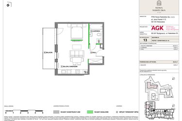 Rzut - Mieszkanie na sprzedaż 1 pokój o powierzchni 40,4 m² - numer NN-B-LM-13 w Nowa Nakielska by PHN