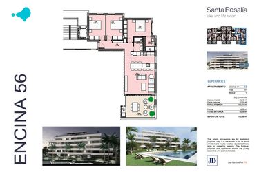 Rzut - Mieszkanie na sprzedaż 3 pokoje o powierzchni 93 m² - numer 12 w Santa Rosalía - Murcia