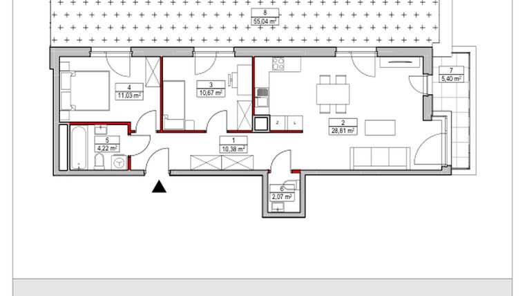 Rzut - Mieszkanie na sprzedaż 3 pokoje o powierzchni 67,18 m² - numer D1.3.1.1 w Nowy Targówek VI
