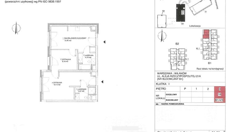 Rzut - Mieszkanie na sprzedaż 2 pokoje o powierzchni 50,59 m² - numer 18 w RZ21