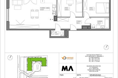 Rzut - Mieszkanie na sprzedaż 3 pokoje o powierzchni 68,2 m² - numer PT/A/4/11 w Przystanek Tarnogaj