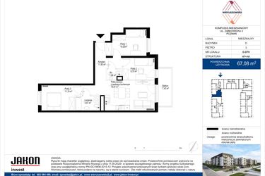 Rzut - Mieszkanie na sprzedaż 4 pokoje o powierzchni 67,08 m² - numer D.D79 w Wieruszowska D