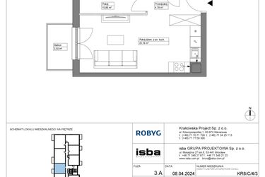 Rzut - Mieszkanie na sprzedaż 2 pokoje o powierzchni 40,56 m² - numer KR8/C/4/3 w Apartamenty Krakowska etap VIII