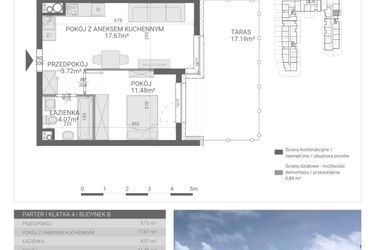 Rzut - Mieszkanie na sprzedaż 2 pokoje o powierzchni 36,94 m² - numer 81. w Osiedle Parkowa etap B