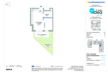Rzut - Mieszkanie na sprzedaż 1 pokój o powierzchni 29,82 m² - numer 6B/118 w Osiedle Idea Aquarius
