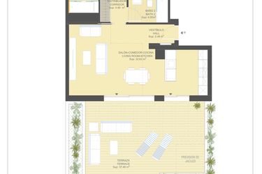 Rzut - Mieszkanie na sprzedaż 2 pokoje o powierzchni 92 m² - numer 9.7.B w Sea Gardens - Campoamor