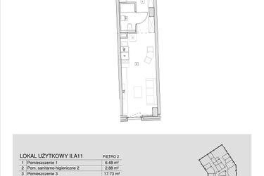 Rzut - Mieszkanie na sprzedaż 1 pokój o powierzchni 27,09 m² - numer II.A.11 w Krakowska 35 - Apartamenty Inwestycyjne
