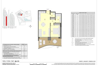 Rzut - Mieszkanie na sprzedaż 1 pokój o powierzchni 75 m² - numer 2-B2-130 w Apartamenty w Benidorm - 28229441