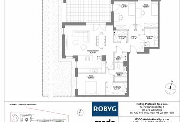 Rzut - Mieszkanie na sprzedaż 4 pokoje o powierzchni 110,39 m² - numer H1_0M02 w Piątkowo Residence etap II