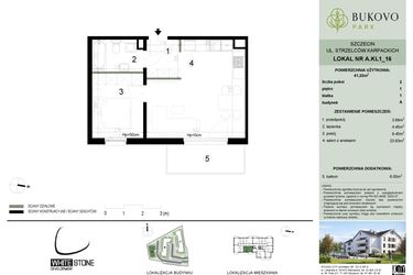 Rzut - Mieszkanie na sprzedaż 2 pokoje o powierzchni 41,22 m² - numer A.1.16 w Bukovo Park