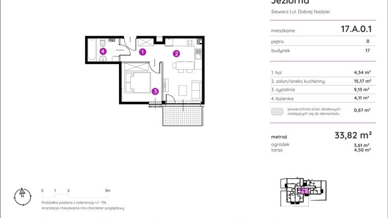 Rzut - Mieszkanie na sprzedaż 2 pokoje o powierzchni 34,07 m² - numer 17.A.0.1 w Murapol Siewierz Jeziorna