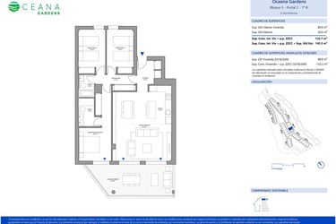 Rzut - Mieszkanie na sprzedaż 3 pokoje o powierzchni 89 m² - numer B3P2-1B w Oceana Gardens II