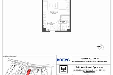 Rzut - Mieszkanie na sprzedaż 1 pokój o powierzchni 33,13 m² - numer A.2M03 w WENDY