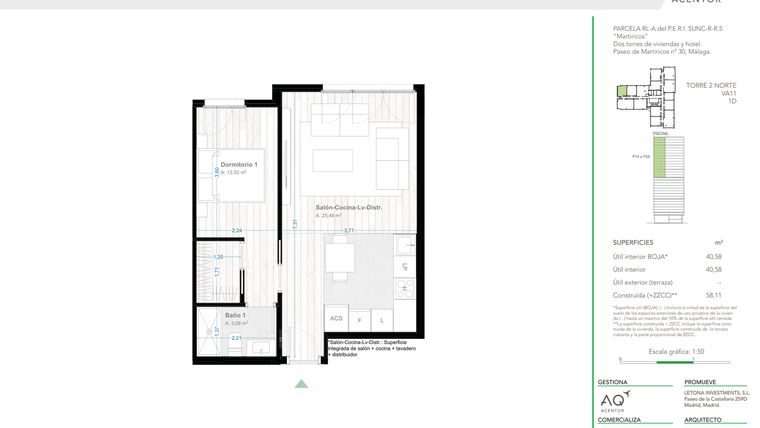 Rzut - Mieszkanie na sprzedaż 1 pokój o powierzchni 58 m² - numer 2-26-c w AQ Urban Sky
