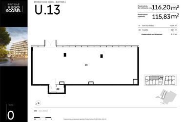 Rzut - Lokal użytkowy na sprzedaż 1 pokój o powierzchni 116,2 m² - numer U.13 w Browar HUGO SCOBEL