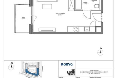 Rzut - Mieszkanie na sprzedaż 1 pokój o powierzchni 28,22 m² - numer LH/LHA/D/5/4 w Lira House
