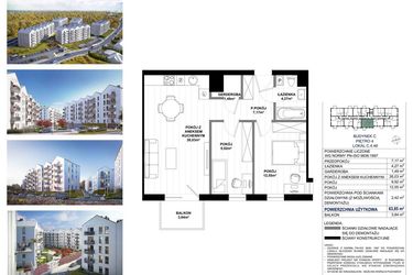 Rzut - Mieszkanie na sprzedaż 3 pokoje o powierzchni 63,85 m² - numer C.4.46 w Skandinavia