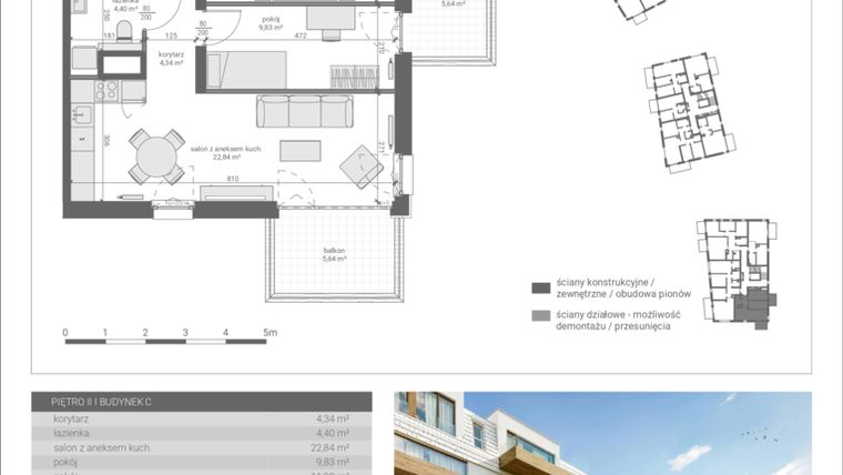 Rzut - Mieszkanie na sprzedaż 3 pokoje o powierzchni 53,38 m² - numer C.M10 w Matemblevo