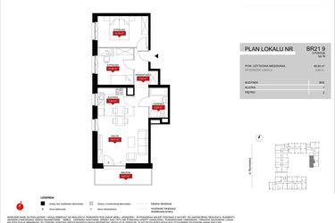 Rzut - Mieszkanie na sprzedaż 3 pokoje o powierzchni 60,93 m² - numer BR21/9 w Browary Wrocławskie 2