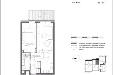 Rzut - Mieszkanie na sprzedaż 2 pokoje o powierzchni 52,34 m² - numer B.1.4 w Polanka 21