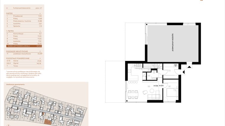 Rzut - Mieszkanie na sprzedaż 5 pokoi o powierzchni 101,03 m² - numer A6 w Kosocicka Ambient