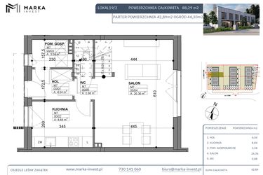 Rzut - Dom na sprzedaż 4 pokoje o powierzchni 88,29 m² - numer 19/2 w Osiedle Leśny Zakątek