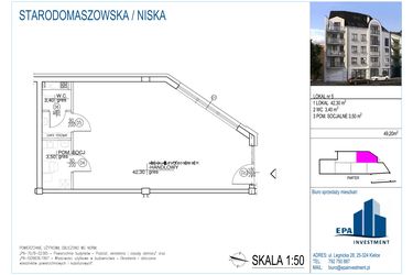 Rzut - Lokal użytkowy na sprzedaż 1 pokój o powierzchni 49,2 m² - numer L5 w Kamienica przy ul. Starodomaszowskiej