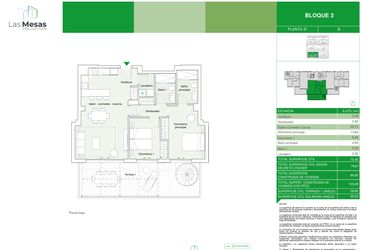 Rzut - Mieszkanie na sprzedaż 2 pokoje o powierzchni 73 m² - numer B3.33b w Las Mesas Collection by Bromley