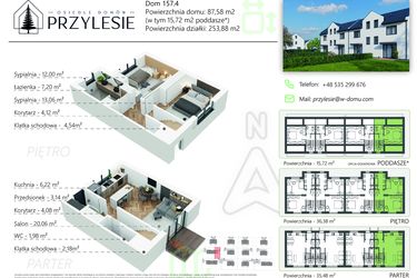 Rzut - Dom na sprzedaż 3 pokoje o powierzchni 96,48 m² - numer 157.4 w Osiedle Przylesie