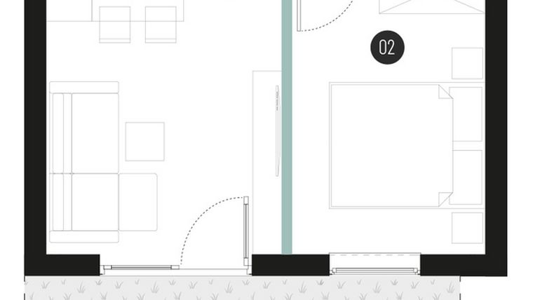 Rzut - Mieszkanie na sprzedaż 2 pokoje o powierzchni 36,16 m² - numer M01 w Atrium House