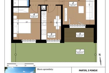 Rzut - Mieszkanie na sprzedaż 2 pokoje o powierzchni 47,28 m² - numer B/0/3 w Limone