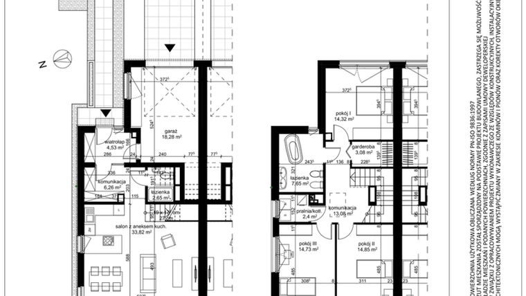 Rzut - Dom na sprzedaż 4 pokoje o powierzchni 136,65 m² - numer A3 M1 w Enklawa Zwierzyniec