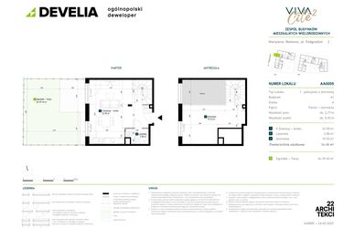 Rzut - Mieszkanie na sprzedaż 1 pokój o powierzchni 56,48 m² - numer AA0005 w Viva Cité 2