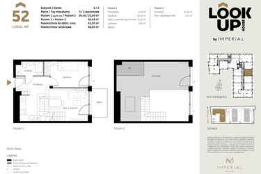 Rzut - Mieszkanie na sprzedaż 2 pokoje o powierzchni 65,48 m² - numer A.52 w Look Up House