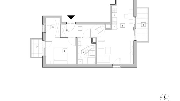 Rzut - Mieszkanie na sprzedaż 2 pokoje o powierzchni 55,37 m² - numer D3_3 w ATAL Zawiślańska