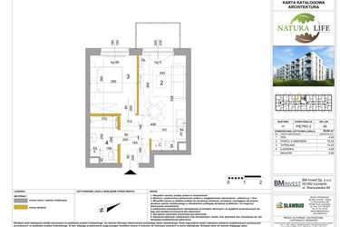 Rzut - Mieszkanie na sprzedaż 2 pokoje o powierzchni 35,96 m² - numer H.49 w Osiedle Natura Life budynki GHI