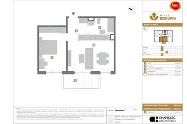Rzut - Mieszkanie na sprzedaż 2 pokoje o powierzchni 45,06 m² - numer I.8 w Wille Biskupin II