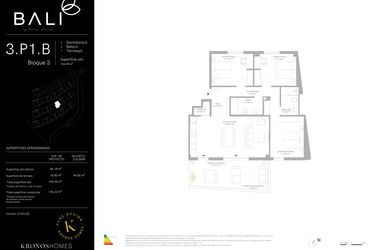 Rzut - Mieszkanie na sprzedaż 3 pokoje o powierzchni 86,18 m² - numer 34.03.1.B w Bali