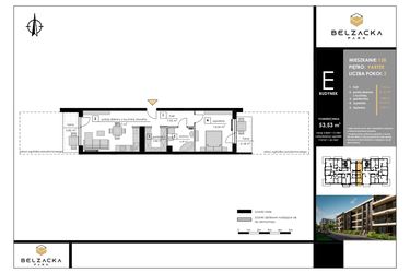 Rzut - Mieszkanie na sprzedaż 2 pokoje o powierzchni 53,53 m² - numer E.128 w Belzacka Park etap III
