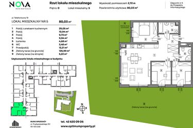 Rzut - Mieszkanie na sprzedaż 4 pokoje o powierzchni 80,03 m² - numer 5 w Nova Radiostacja