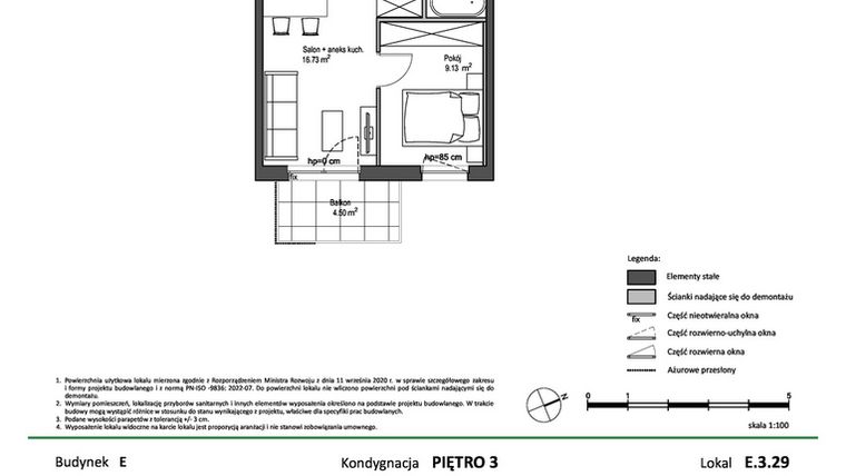 Rzut - Mieszkanie na sprzedaż 2 pokoje o powierzchni 31,91 m² - numer E.3.29 w Nowy Świat Ostoja etap II - EFG