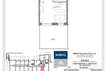 Rzut - Mieszkanie na sprzedaż 1 pokój o powierzchni 25,1 m² - numer MC/H/A/0/5 w Modern City etap H