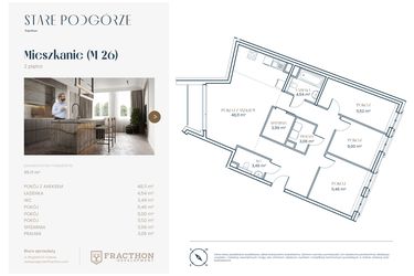 Rzut - Mieszkanie na sprzedaż 4 pokoje o powierzchni 95,17 m² - numer M.26 w Stare Podgórze