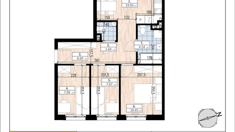 Rzut - Mieszkanie na sprzedaż 4 pokoje o powierzchni 60,3 m² - numer A2/2/3 w ACCANTO