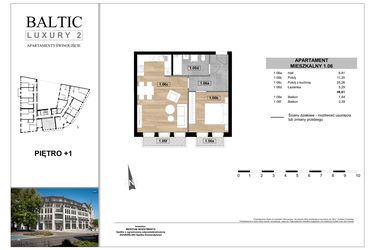 Rzut - Mieszkanie na sprzedaż 2 pokoje o powierzchni 48,61 m² - numer 1.06 w Baltic Luxury 2
