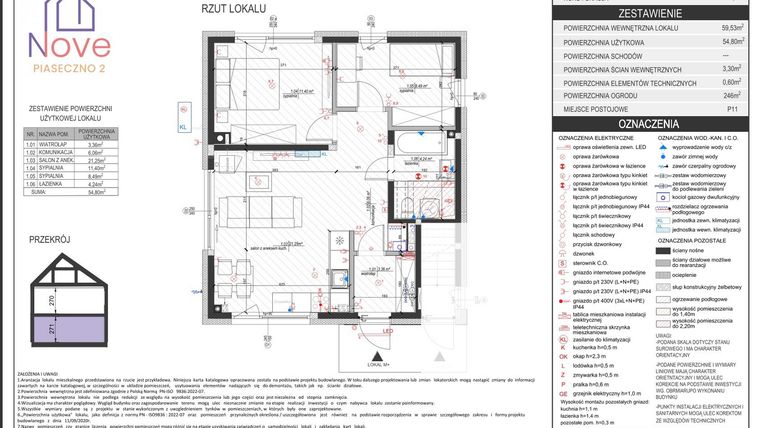Rzut - Dom na sprzedaż 3 pokoje o powierzchni 59 m² - numer D2.1 w Nove Piaseczno 2