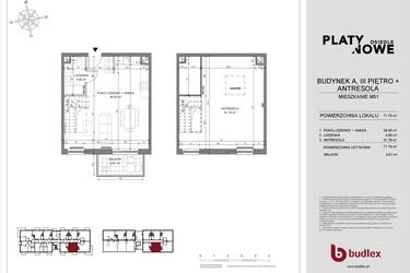 Rzut - Mieszkanie na sprzedaż 1 pokój o powierzchni 40 m² - numer A.51 w Osiedle Platynowe